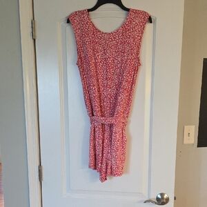LOFT Red and White Floral Romper